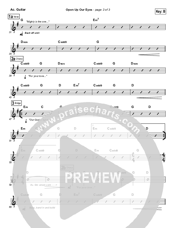 Open Up Our Eyes (Choral Anthem SATB) Acoustic Guitar (Elevation Worship / Arr. Richard Kingsmore)