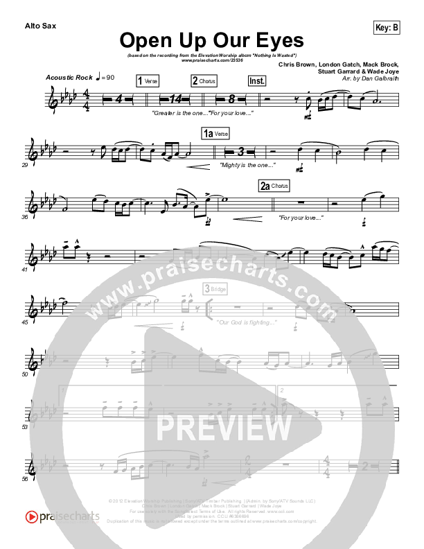 Open Up Our Eyes (Choral Anthem SATB) Alto Sax (Elevation Worship / Arr. Richard Kingsmore)