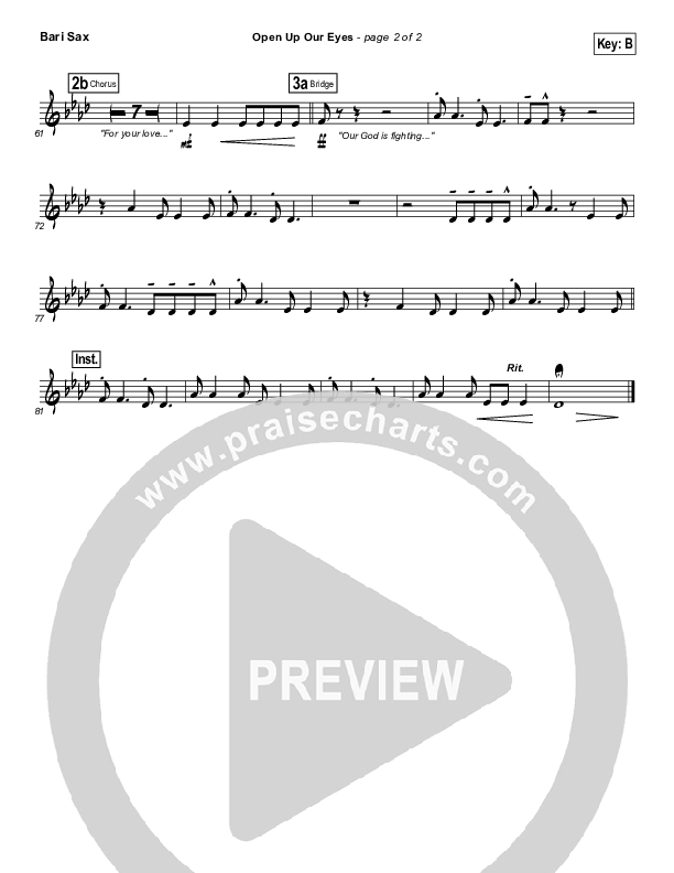 Open Up Our Eyes (Choral Anthem SATB) Bari Sax (Elevation Worship / Arr. Richard Kingsmore)