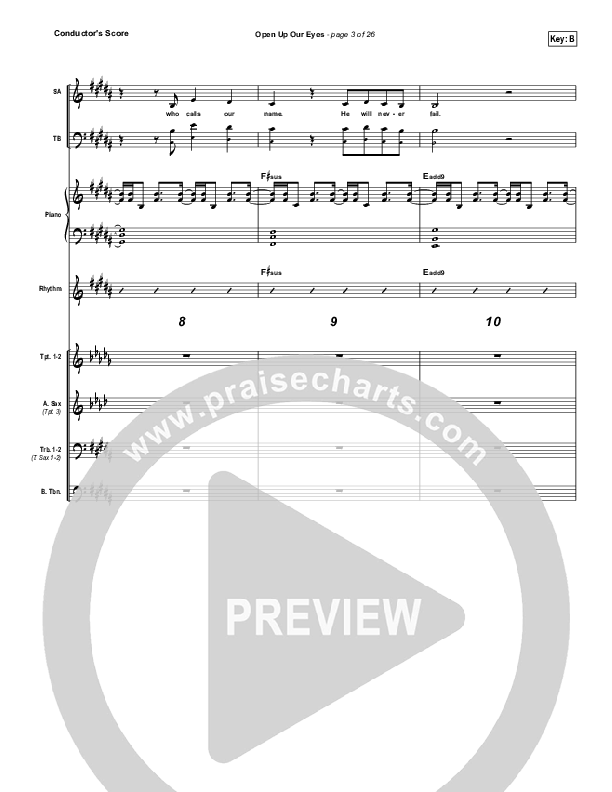 Open Up Our Eyes (Choral Anthem SATB) Conductor's Score (Elevation Worship / Arr. Richard Kingsmore)