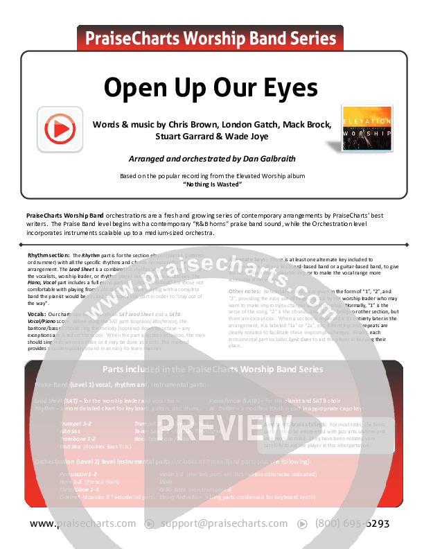 Open Up Our Eyes (Choral Anthem SATB) Cover Sheet (Elevation Worship / Arr. Richard Kingsmore)