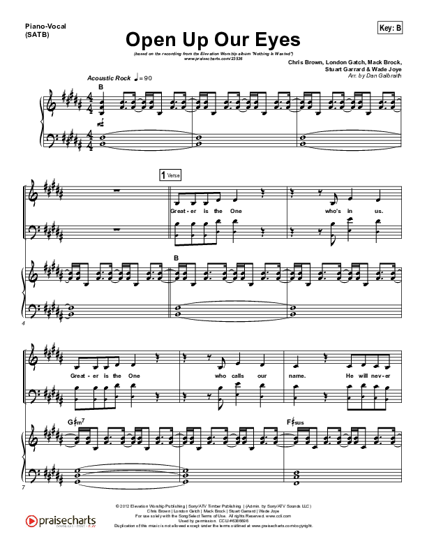 Open Up Our Eyes (Choral Anthem SATB) Piano/Choir (SATB) (Elevation Worship / Arr. Richard Kingsmore)