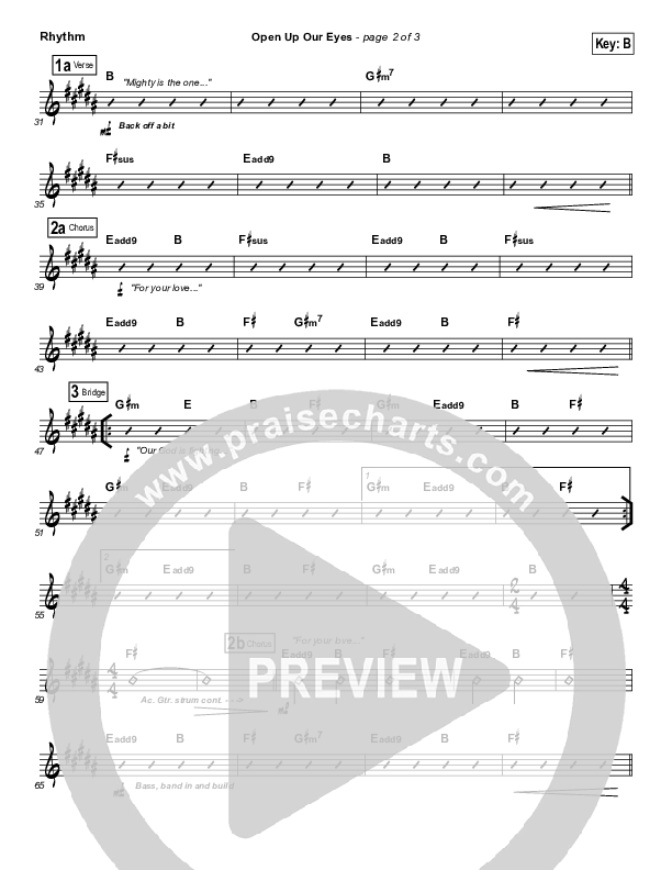 Open Up Our Eyes (Choral Anthem SATB) Rhythm Chart (Elevation Worship / Arr. Richard Kingsmore)