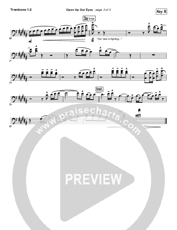 Open Up Our Eyes (Choral Anthem SATB) Trombone 1/2 (Elevation Worship / Arr. Richard Kingsmore)