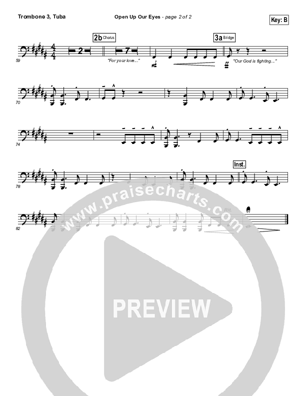 Open Up Our Eyes (Choral Anthem SATB) Trombone 3/Tuba (Elevation Worship / Arr. Richard Kingsmore)