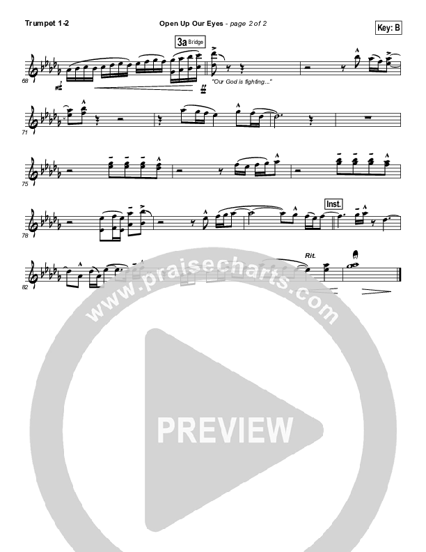 Open Up Our Eyes (Choral Anthem SATB) Trumpet 1,2 (Elevation Worship / Arr. Richard Kingsmore)