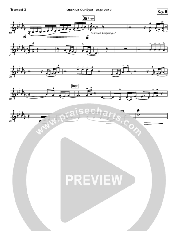 Open Up Our Eyes (Choral Anthem SATB) Trumpet 3 (Elevation Worship / Arr. Richard Kingsmore)
