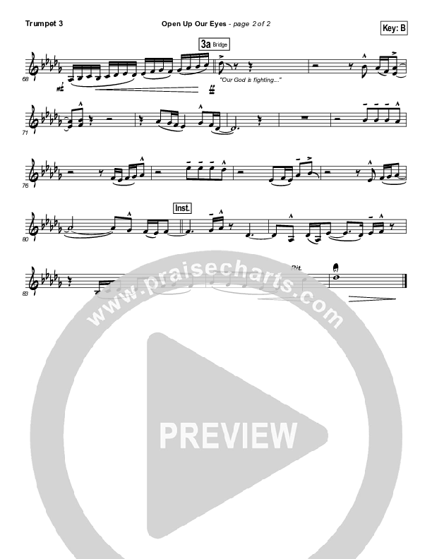 Open Up Our Eyes (Choral Anthem SATB) Trumpet 3 (Elevation Worship / Arr. Richard Kingsmore)