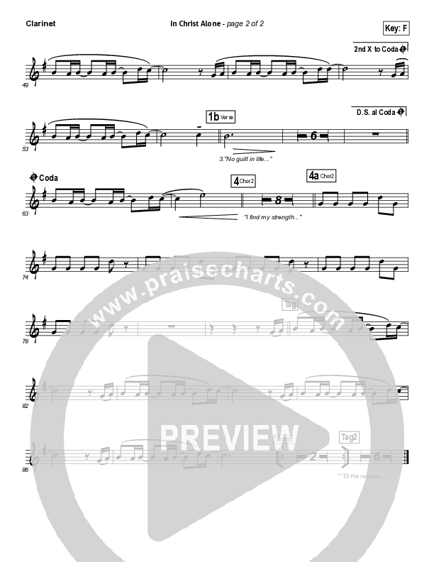 In Christ Alone (Choral Anthem SATB) Clarinet (Kristian Stanfill / Passion / NextGen Worship / Arr. Richard Kingsmore)