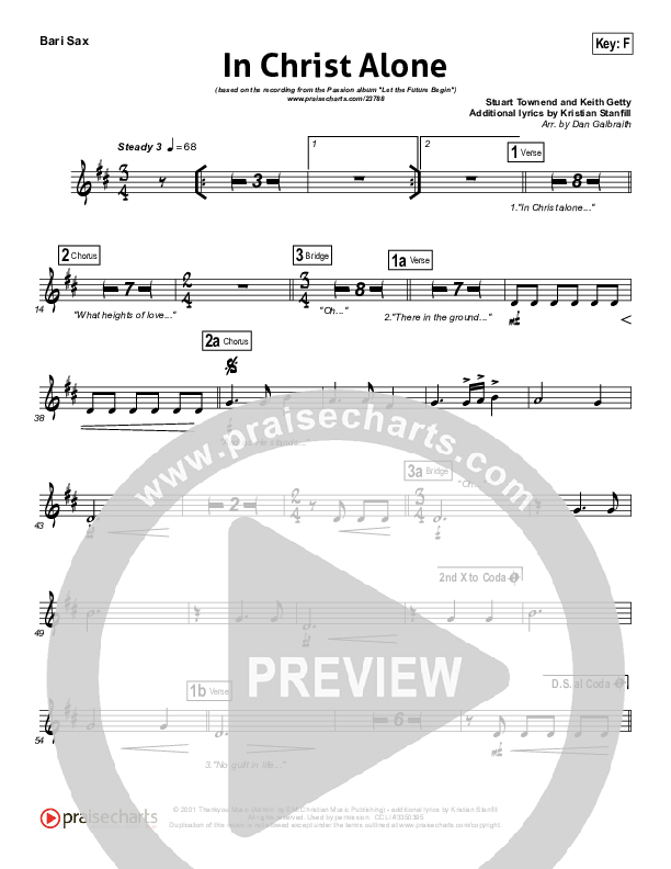In Christ Alone (Choral Anthem SATB) Bari Sax (Kristian Stanfill / Passion / NextGen Worship / Arr. Richard Kingsmore)