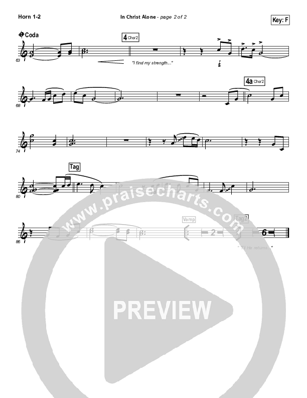 In Christ Alone (Choral Anthem SATB) French Horn 1/2 (Kristian Stanfill / Passion / NextGen Worship / Arr. Richard Kingsmore)