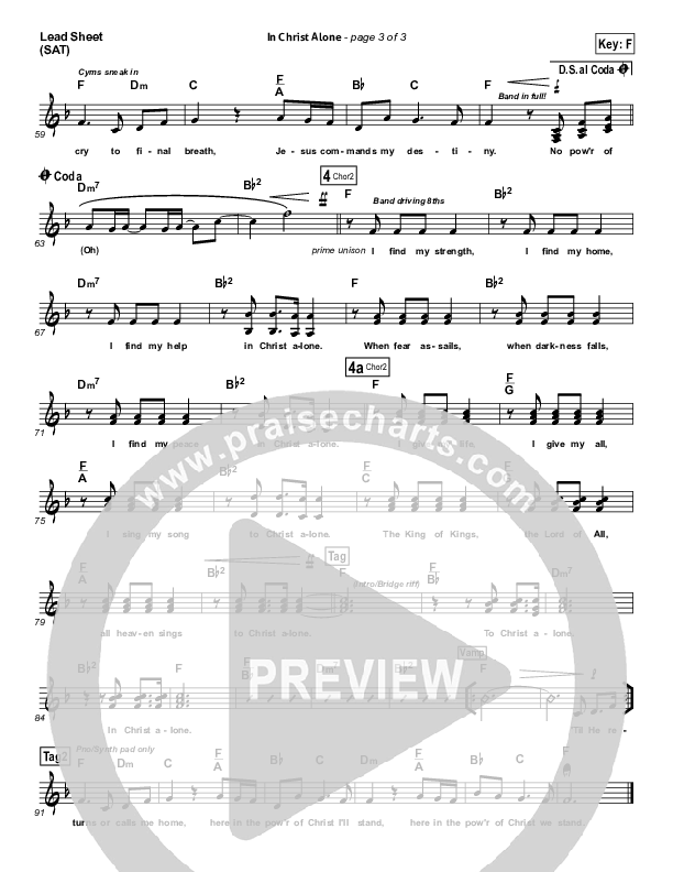 In Christ Alone (Choral Anthem SATB) Lead Sheet (SAT) (Kristian Stanfill / Passion / NextGen Worship / Arr. Richard Kingsmore)