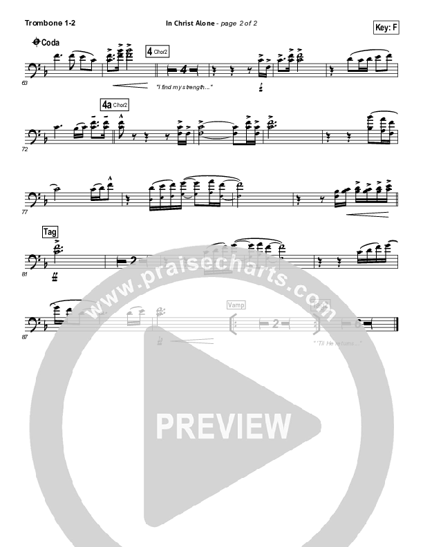 In Christ Alone (Choral Anthem SATB) Trombone 1/2 (Kristian Stanfill / Passion / NextGen Worship / Arr. Richard Kingsmore)