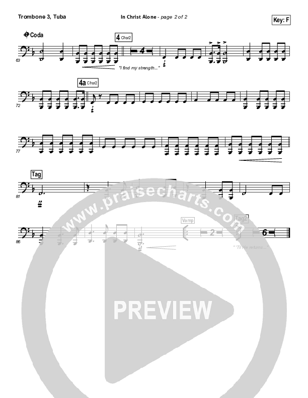 In Christ Alone (Choral Anthem SATB) Trombone 3/Tuba (Kristian Stanfill / Passion / NextGen Worship / Arr. Richard Kingsmore)