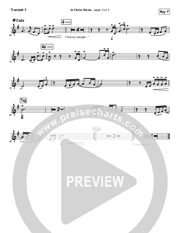 In Christ Alone (Choral Anthem SATB) Trumpet 3 (Kristian Stanfill / Passion / NextGen Worship / Arr. Richard Kingsmore)