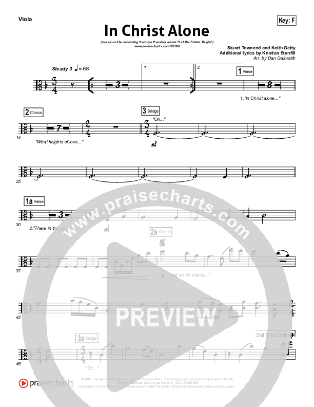 In Christ Alone (Choral Anthem SATB) Viola (Kristian Stanfill / Passion / NextGen Worship / Arr. Richard Kingsmore)