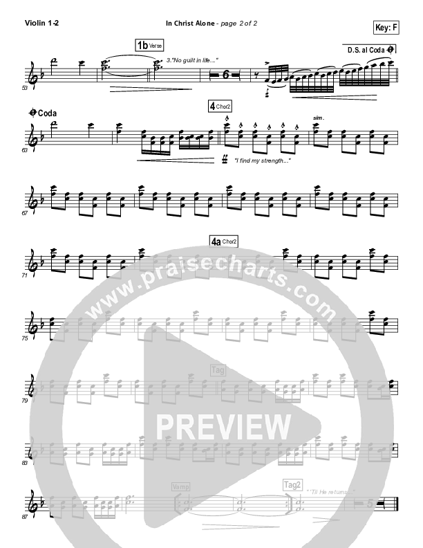 In Christ Alone (Choral Anthem SATB) Violin 1/2 (Kristian Stanfill / Passion / NextGen Worship / Arr. Richard Kingsmore)