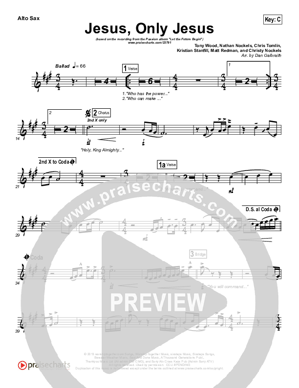 Jesus Only Jesus (Choral Anthem SATB) Alto Sax (Matt Redman / NextGen Worship / Arr. Richard Kingsmore)