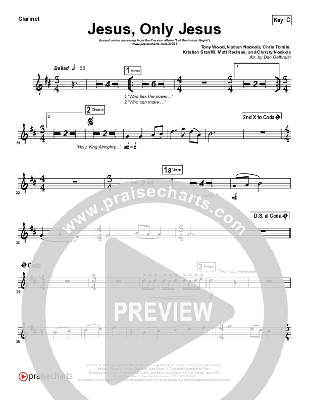 Jesus Only Jesus (Choral Anthem SATB) Clarinet (Matt Redman / NextGen Worship / Arr. Richard Kingsmore)