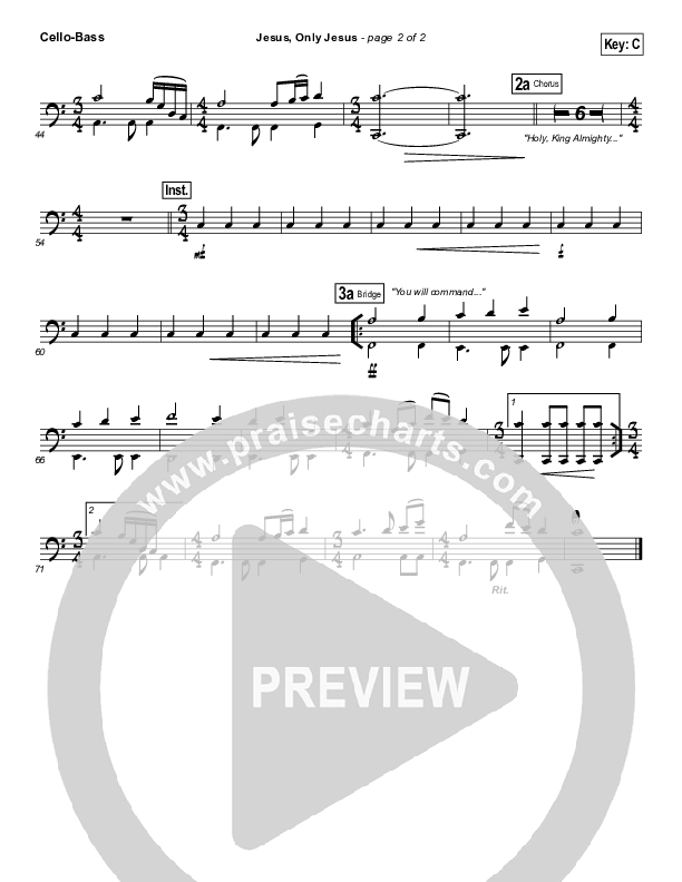 Jesus Only Jesus (Choral Anthem SATB) Cello/Bass (Matt Redman / NextGen Worship / Arr. Richard Kingsmore)