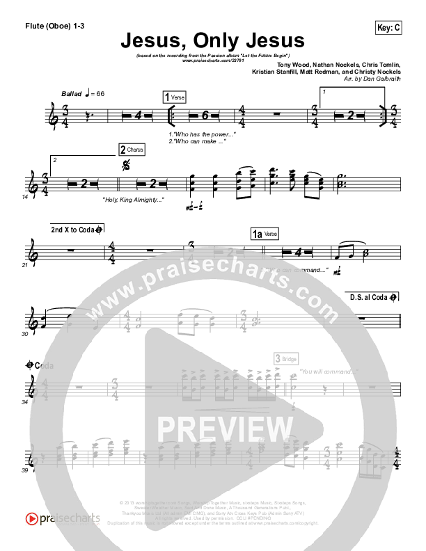 Jesus Only Jesus (Choral Anthem SATB) Flute/Oboe 1/2/3 (Matt Redman / NextGen Worship / Arr. Richard Kingsmore)