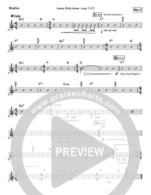 Jesus Only Jesus (Choral Anthem SATB) Rhythm Chart (Matt Redman / NextGen Worship / Arr. Richard Kingsmore)