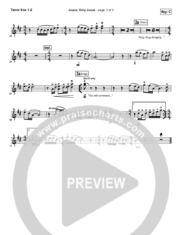 Jesus Only Jesus (Choral Anthem SATB) Tenor Sax 1/2 (Matt Redman / NextGen Worship / Arr. Richard Kingsmore)