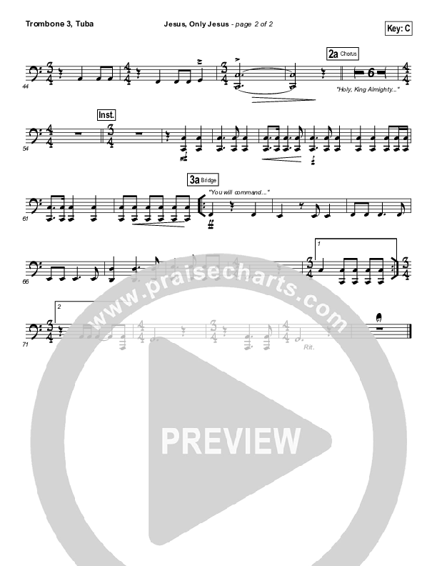 Jesus Only Jesus (Choral Anthem SATB) Trombone 3/Tuba (Matt Redman / NextGen Worship / Arr. Richard Kingsmore)