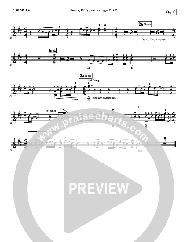 Jesus Only Jesus (Choral Anthem SATB) Trumpet 1,2 (Matt Redman / NextGen Worship / Arr. Richard Kingsmore)