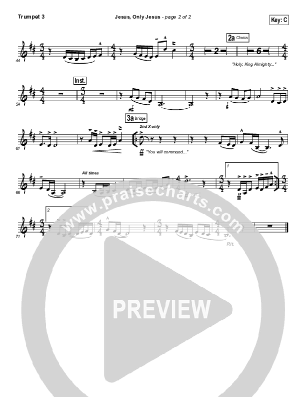 Jesus Only Jesus (Choral Anthem SATB) Trumpet 3 (Matt Redman / NextGen Worship / Arr. Richard Kingsmore)