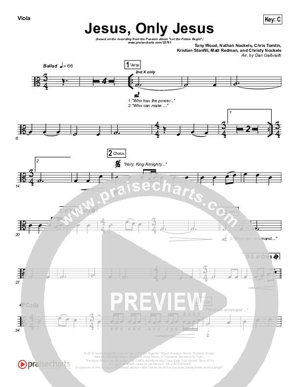 Jesus Only Jesus (Choral Anthem SATB) Viola (Matt Redman / NextGen Worship / Arr. Richard Kingsmore)