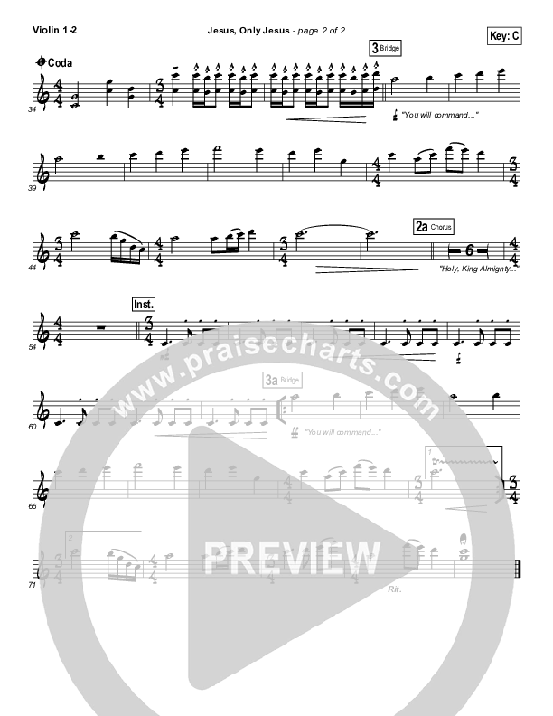 Jesus Only Jesus (Choral Anthem SATB) Violin 1/2 (Matt Redman / NextGen Worship / Arr. Richard Kingsmore)