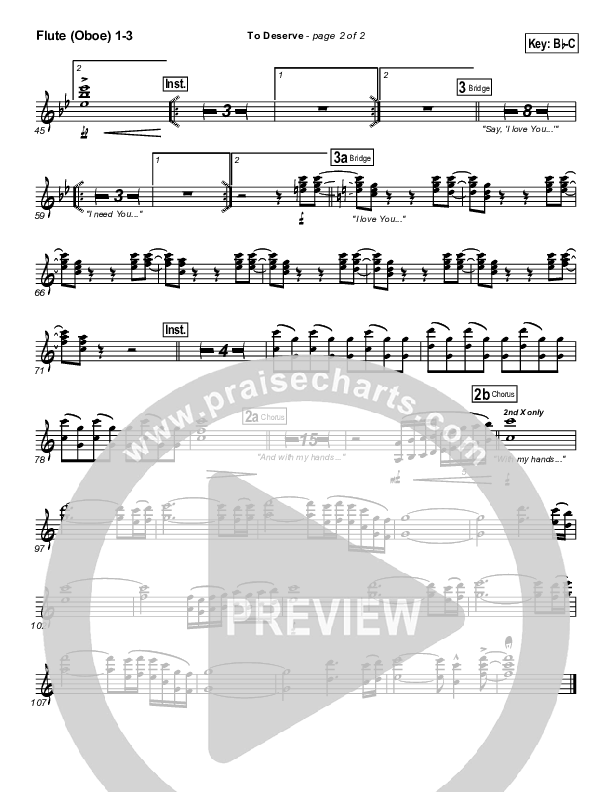 To Deserve Flute/Oboe 1/2/3 (Bethany Music / Jonathan Stockstill)