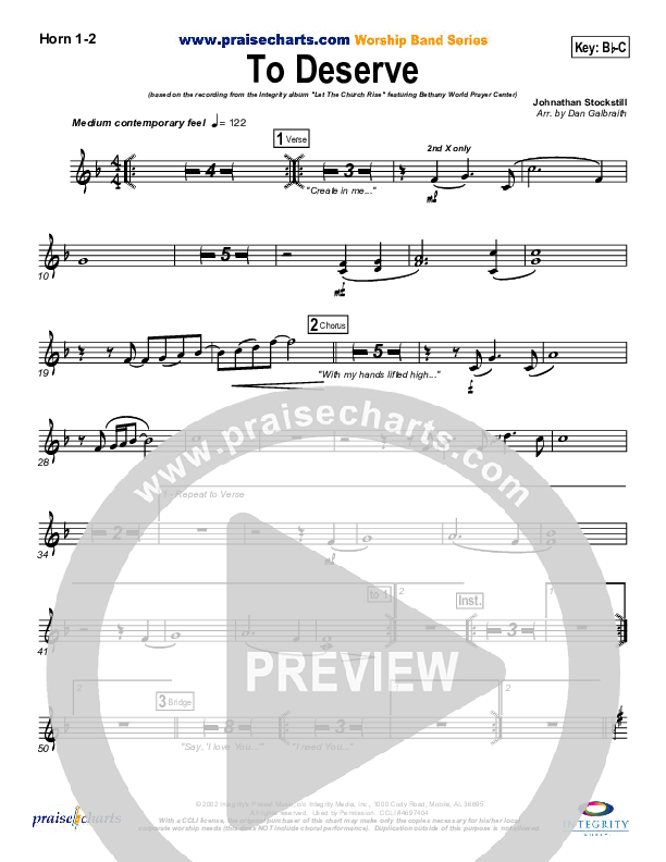 To Deserve French Horn 1/2 (Bethany Music / Jonathan Stockstill)