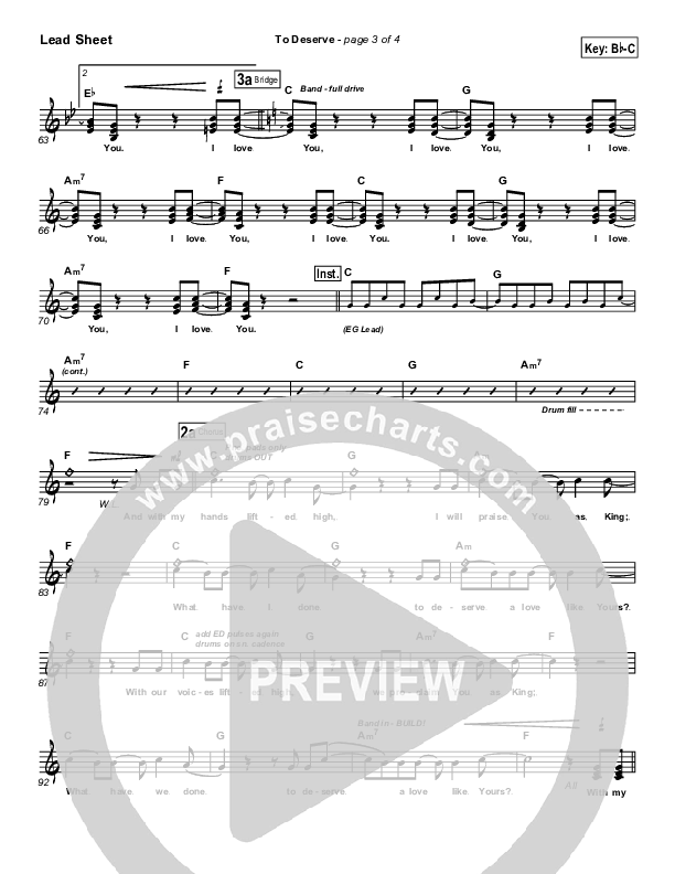 To Deserve Lead Sheet (Bethany Music / Jonathan Stockstill)