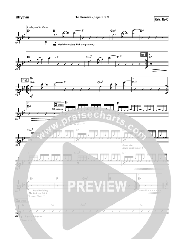 To Deserve Rhythm Chart (Bethany Music / Jonathan Stockstill)