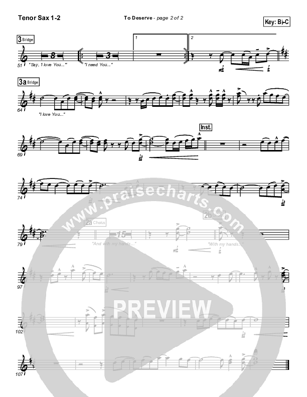 To Deserve Tenor Sax 1/2 (Bethany Music / Jonathan Stockstill)