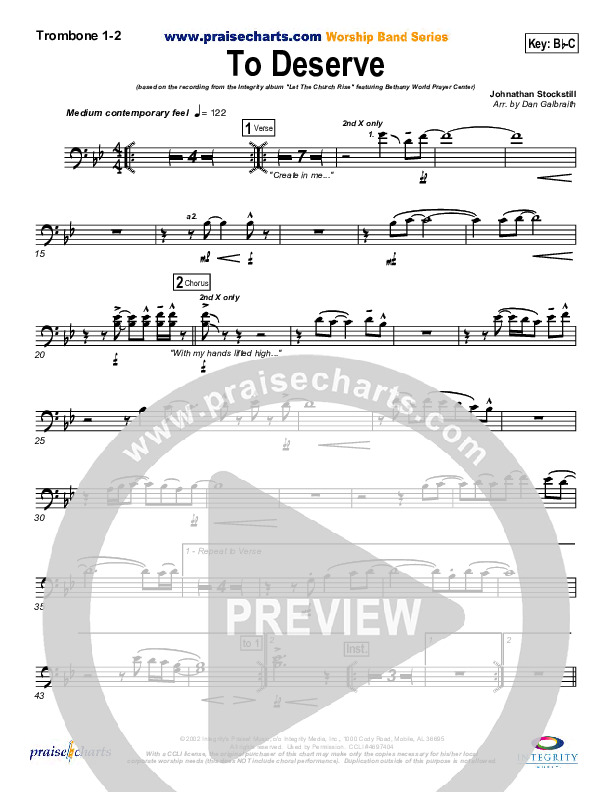 To Deserve Trombone 1/2 (Bethany Music / Jonathan Stockstill)
