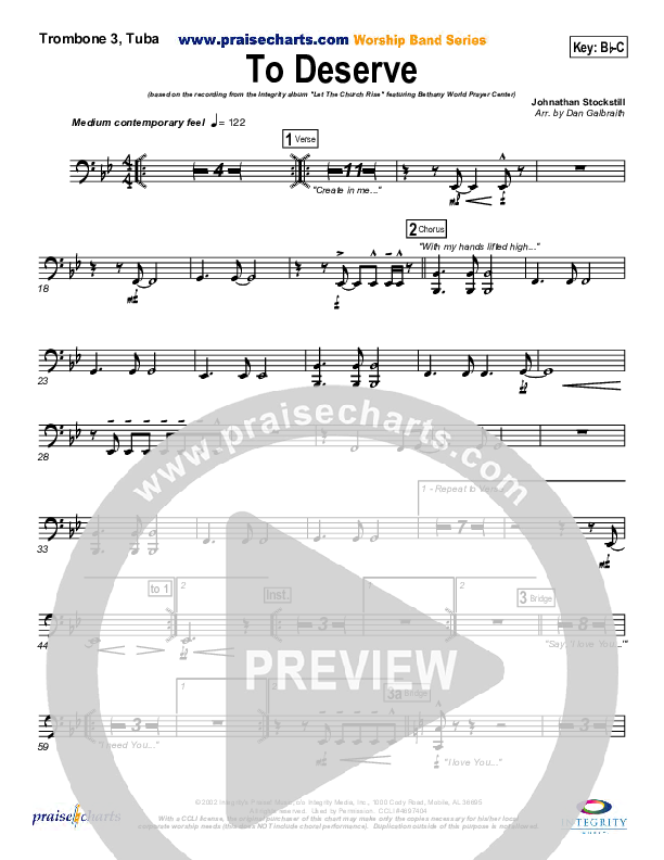 To Deserve Trombone 3/Tuba (Bethany Music / Jonathan Stockstill)