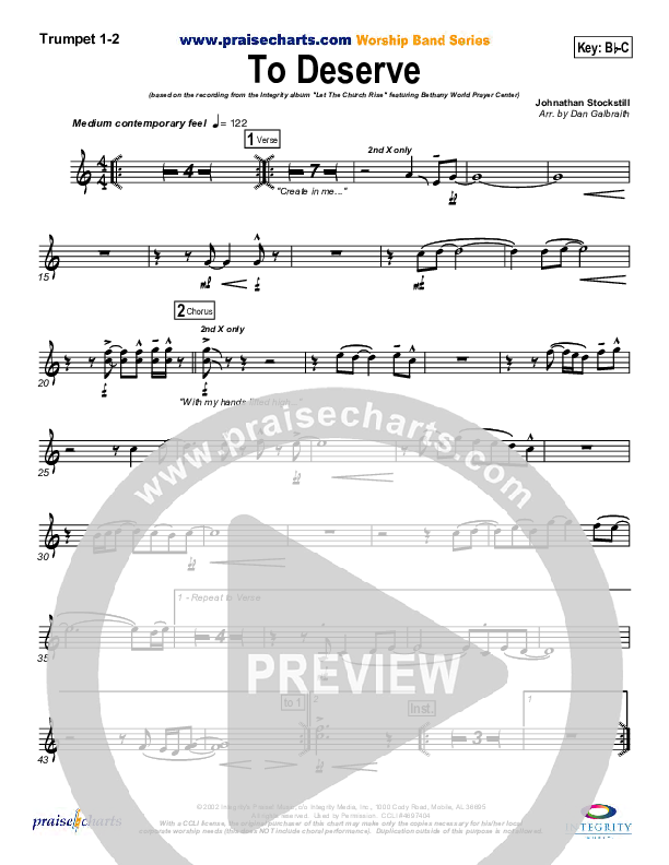 To Deserve Trumpet 1,2 (Bethany Music / Jonathan Stockstill)