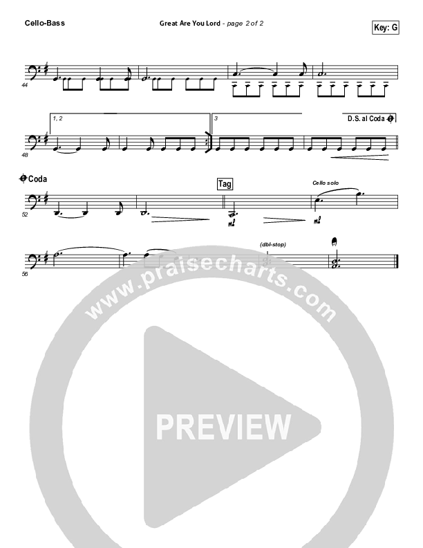 Great Are You Lord (Choral Anthem SATB) Cello/Bass (All Sons & Daughters / NextGen Worship / Arr. Richard Kingsmore)