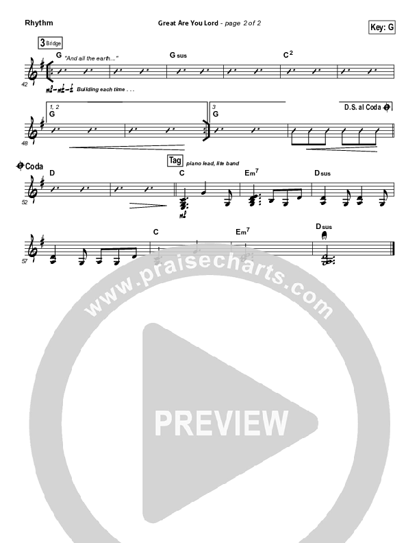 Great Are You Lord (Choral Anthem SATB) Rhythm Chart (All Sons & Daughters / NextGen Worship / Arr. Richard Kingsmore)