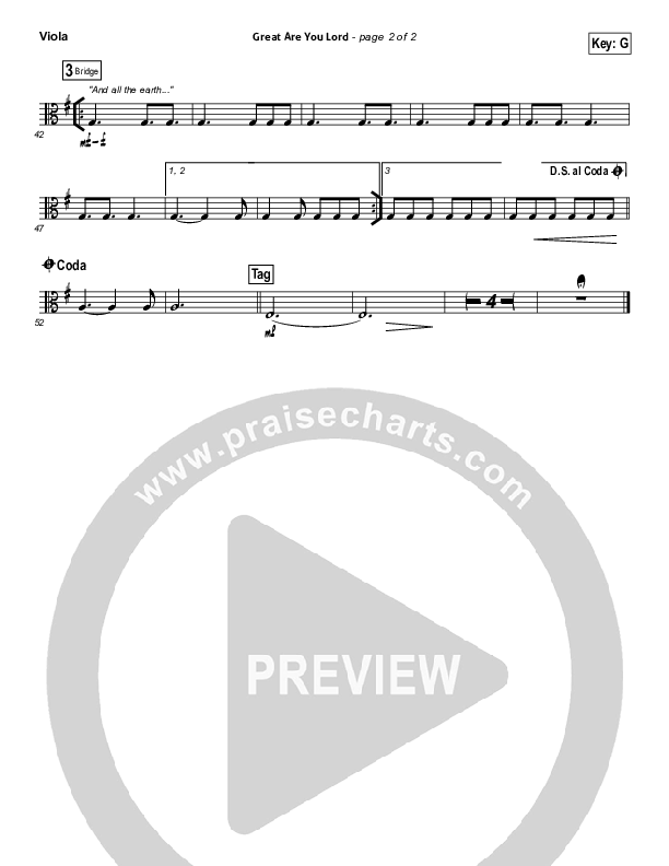 Great Are You Lord (Choral Anthem SATB) Viola (All Sons & Daughters / NextGen Worship / Arr. Richard Kingsmore)