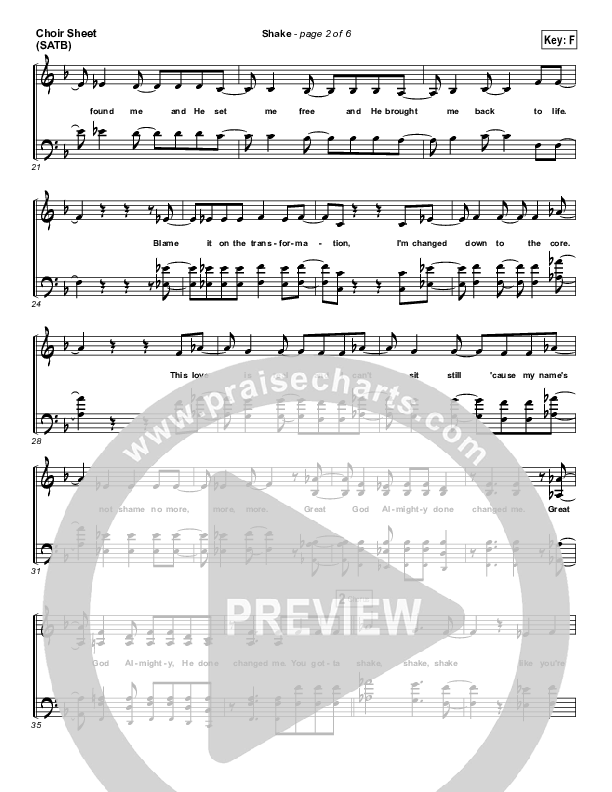 Shake Choir Sheet (SATB) (MercyMe)