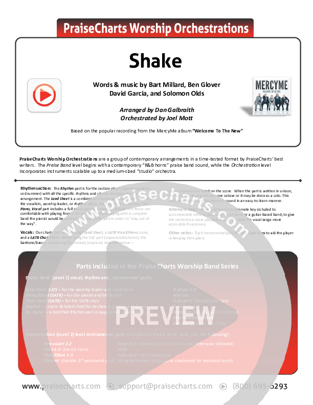 Shake Cover Sheet (MercyMe)