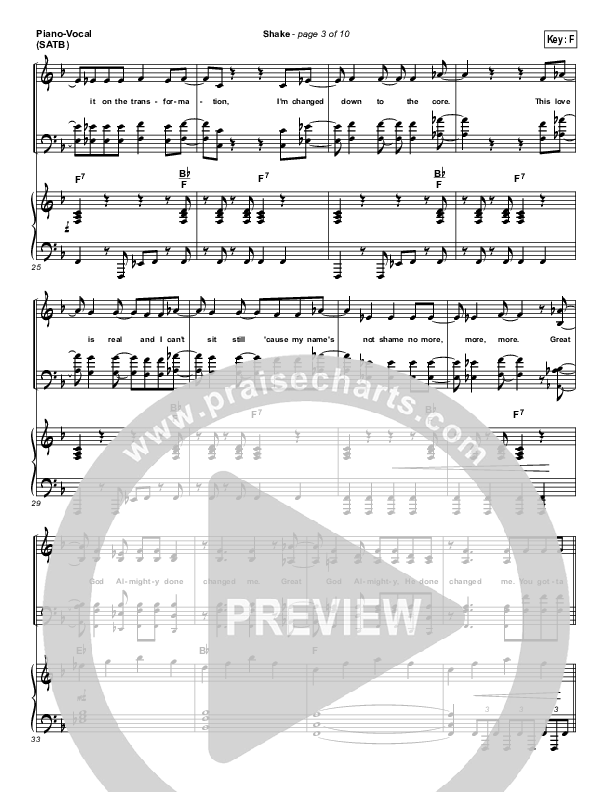 Shake Piano/Vocal (SATB) (MercyMe)