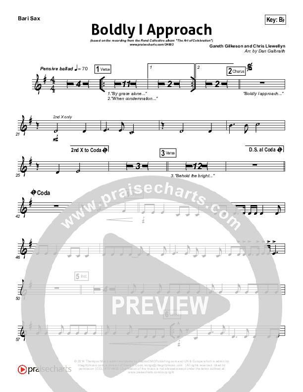 Boldly I Approach (The Art Of Celebration) Bari Sax (Rend Collective)