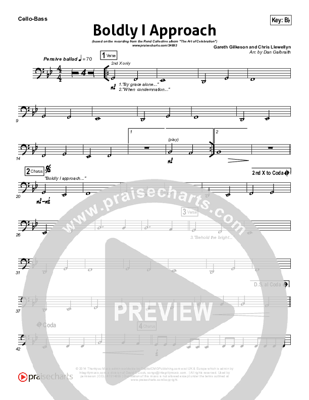 Boldly I Approach (The Art Of Celebration) Cello/Bass (Rend Collective)