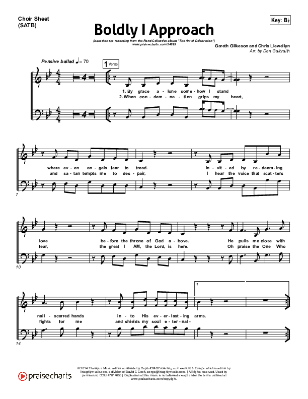 Boldly I Approach (The Art Of Celebration) Choir Sheet (SATB) (Rend Collective)