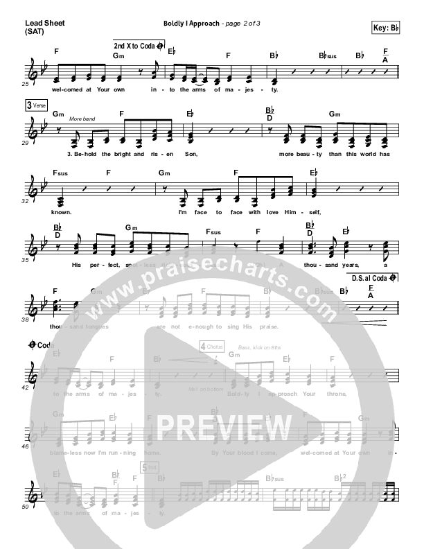 Boldly I Approach (The Art Of Celebration) Lead Sheet (SAT) (Rend Collective)